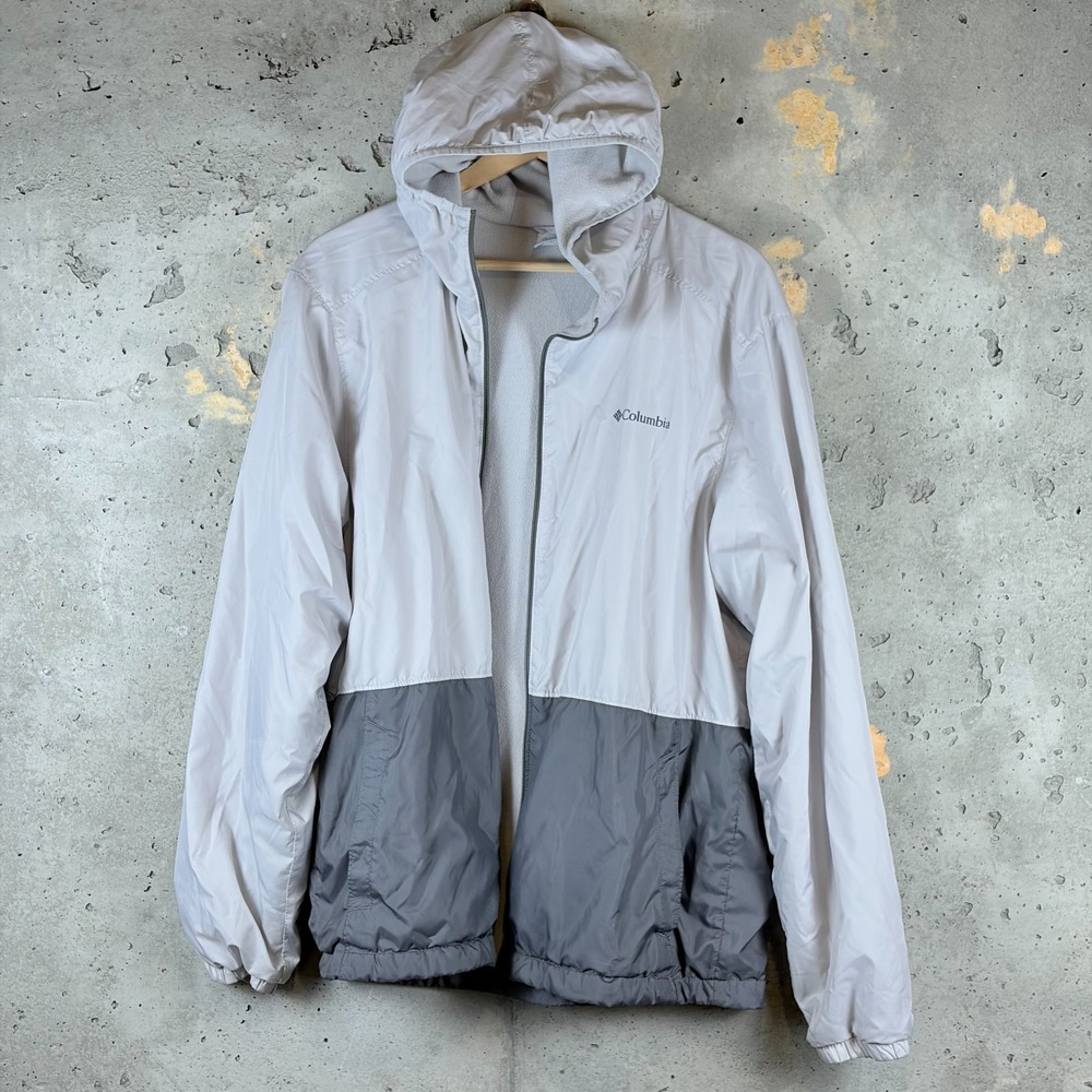 Columbia Center Ridge II Windbreaker Jacket Mens Medium Gray Colorblock XM0744